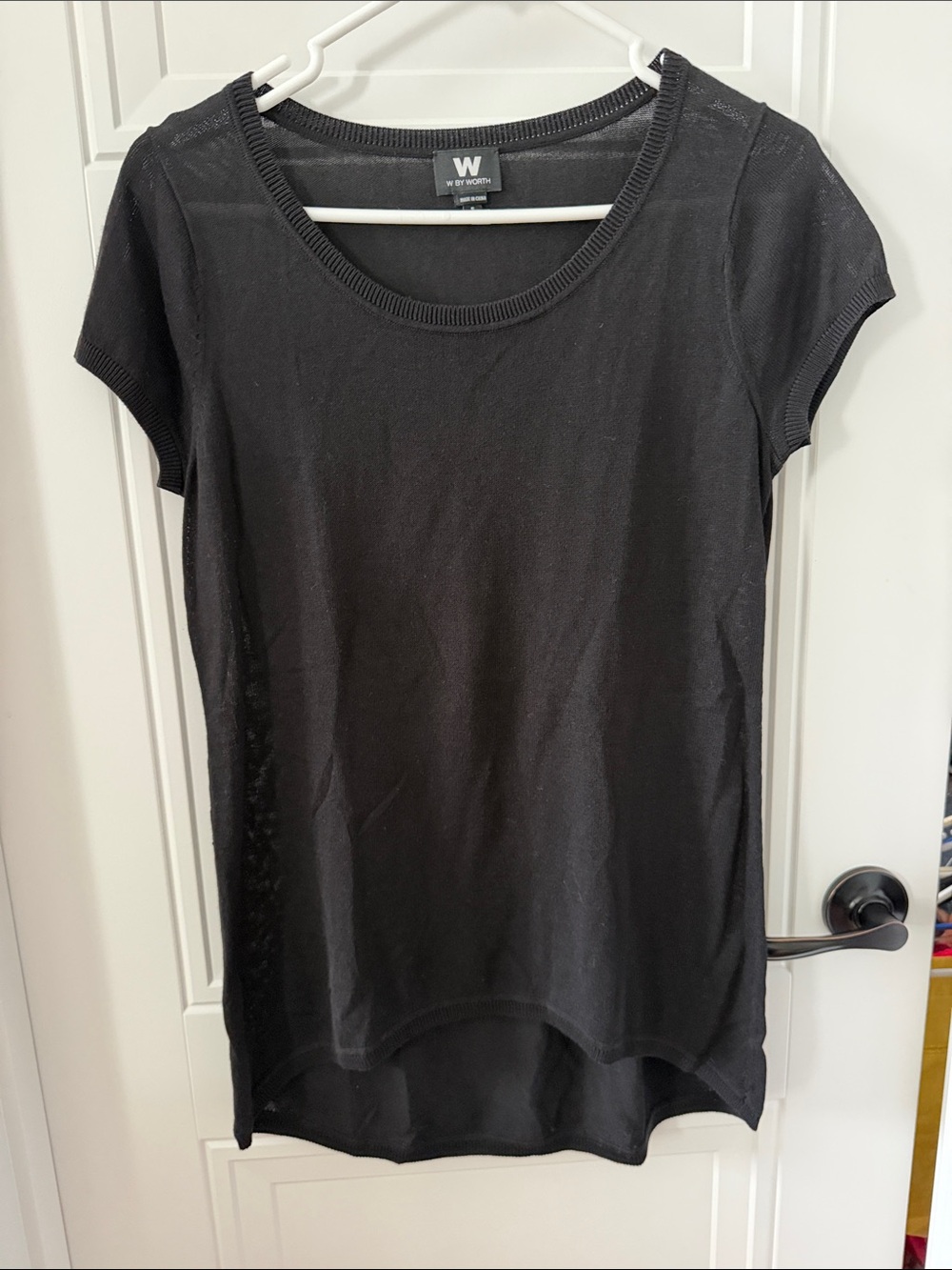 W by Worth Black Short-Sleeve Scoop Neck Tunic Top
